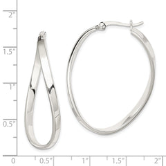 Sterling Silver Polished & Twisted Oval Hoop Earrings
