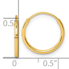 Sterling Silver Gold-tone 1.3mm Polished Endless Hoop Earrings