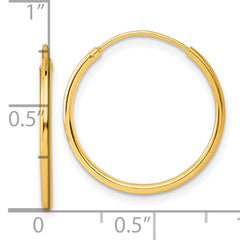Sterling Silver Gold-tone 1.3mm Polished Endless Hoop Earrings
