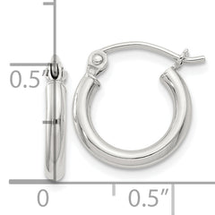 Sterling Silver 2mm Round Hoop Earrings