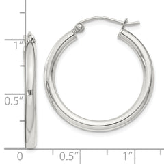 Sterling Silver 2.5mm Round Hoop Earrings