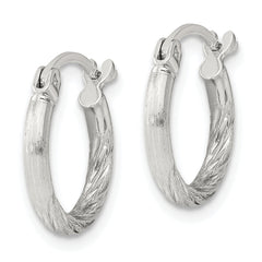 Sterling Silver 2mm Polished/Satin D/C Hoop Earrings