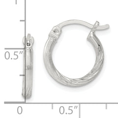 Sterling Silver 2mm Polished/Satin D/C Hoop Earrings