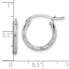 Sterling Silver 2mm Polished/Satin D/C Hoop Earrings