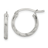 Sterling Silver 2mm Polished/Satin D/C Hoop Earrings