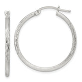 Sterling Silver 2mm Polished/Satin D/C Hoop Earrings