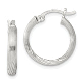 Sterling Silver 2.5mm Polished/Satin D/C Hoop Earrings