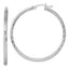 Sterling Silver Rhod-plated 2.5mm Polished/Satin Diamond-cut Hoop Earrings
