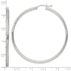 Sterling Silver 2.5mm Polished/Satin D/C Hoop Earrings
