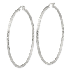 Sterling Silver 2.5mm Polished/Satin D/C Hoop Earrings