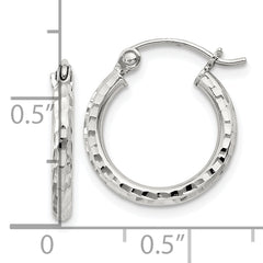 Sterling Silver 2mm Diamond Cut Hoop Earrings