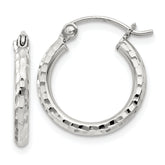 Sterling Silver 2mm Diamond Cut Hoop Earrings