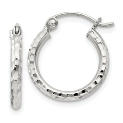 Sterling Silver 2mm Diamond Cut Hoop Earrings