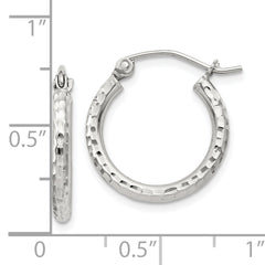 Sterling Silver 2mm Diamond Cut Hoop Earrings