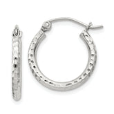 Sterling Silver 2mm Diamond Cut Hoop Earrings