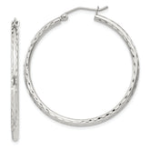 Sterling Silver 2mm Diamond Cut Hoop Earrings