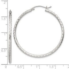 Sterling Silver 2mm Diamond Cut Hoop Earrings