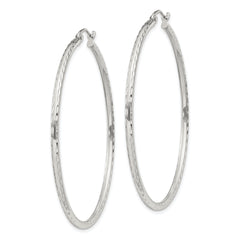 Sterling Silver 2mm Diamond Cut Hoop Earrings