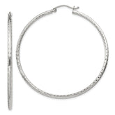 Sterling Silver 2mm Diamond Cut Hoop Earrings