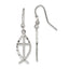 Cross & Ichthus Dangle Earrings in Sterling Silver, Diamond-Cut - Sophia Jewelers