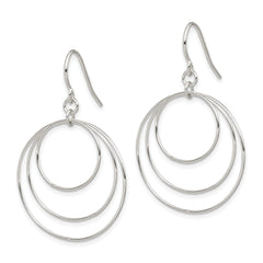 Sterling Silver Polished Fancy Triple Circle Dangle Earrings