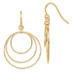 Sterling Silver Gold-tone Polished Fancy Triple Circle Dangle Earrings