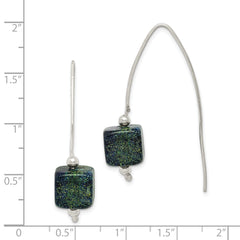Sterling Silver Blue Dichroic Glass Thread Earrings