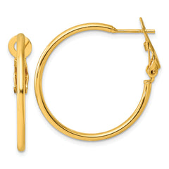 Sterling Silver Gold-tone Polished 2mm Omega Back Round Hoop Earrings