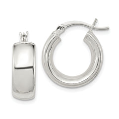 Sterling Silver Polished 6mm Round Hoop Earrings