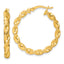 Sterling Silver Gold-tone Polished Twisted Textured Hoop Earrings