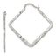 Sterling Silver Rhod-pltd Polished/Hammered Square Hoop Earrings