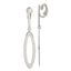 Sterling Silver Polished Non-Pierced Elongated Oval Dangle Earrings