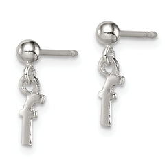 Sterling Silver Polished F Dangle Post Earrings