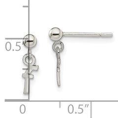 Sterling Silver Polished F Dangle Post Earrings