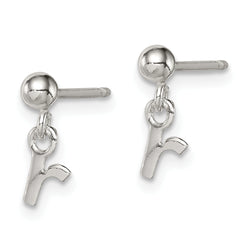 Sterling Silver Polished R Dangle Post Earrings