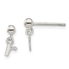 Sterling Silver Polished R Dangle Post Earrings