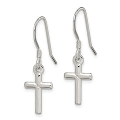 Sterling Silver Polished Latin Cross Dangle Earrings