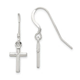 Sterling Silver Polished Latin Cross Dangle Earrings