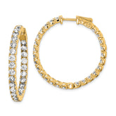 Sterling Shimmer Sterling Silver Gold-tone Flash Gold-plated 3mm CZ 52 Stone In and Out Hinged Hoop Earrings