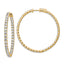 Sterling Shimmer Sterling Silver Gold-tone Flash Gold-plated 3mm CZ 78 Stone In and Out Hinged Hoop Earrings