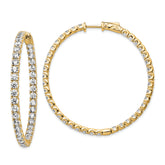 Sterling Shimmer Sterling Silver Gold-tone Flash Gold-plated 3mm CZ 78 Stone In and Out Hinged Hoop Earrings