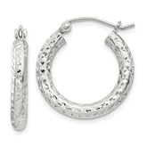 Sterling Silver D/C 3x20mm Hoop Earrings