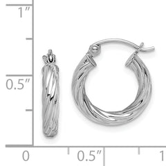 Sterling Silver Rhodium-plated 2.7x15mm Twisted Hoop Earrings