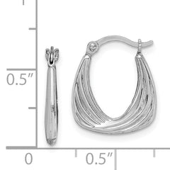 Sterling Silver Rhodium Plated Hollow Hoop Earrings