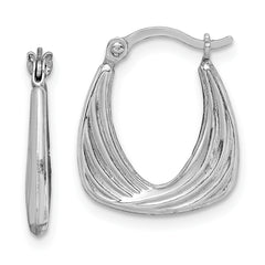 Sterling Silver Rhodium Plated Hollow Hoop Earrings