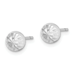 Sterling Silver Rhod-plated Diamond Cut 6mm Ball Post Earrings