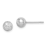 Sterling Silver Rhod-plated Diamond Cut 6mm Ball Post Earrings