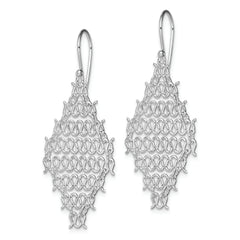 Sterling Silver Rhodium-plated Polished Chain Link Dangle Earrings
