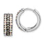 Sterling Silver Rhodium-plated Grey/Rainbow Preciosa Hinged Hoop Earrings
