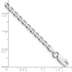 Sterling Silver Rhodium-plated 3.15mm D/C Flat Anchor Curb Chain Anklet